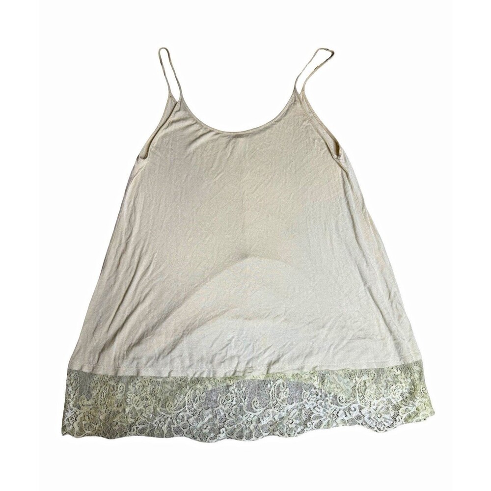 Attard State Women's Beige Solid Lace Hem Camisole Spaghetti Straps Size L